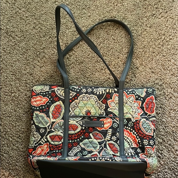 Vera Bradley Handbags - Vera Bradley Greyish Blue Tote with Multicolor Floral Design NWT